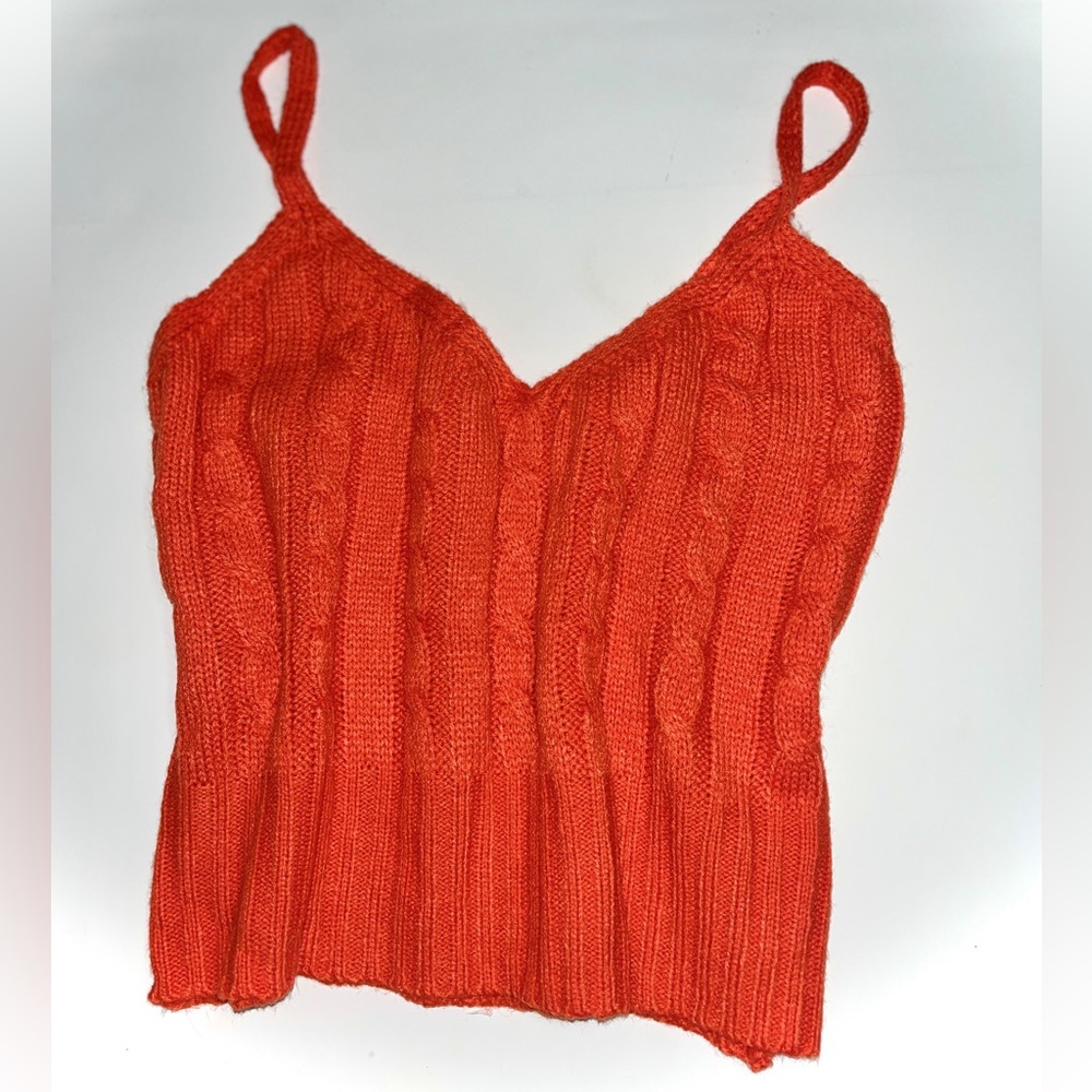 orange crocheted cropped tank
